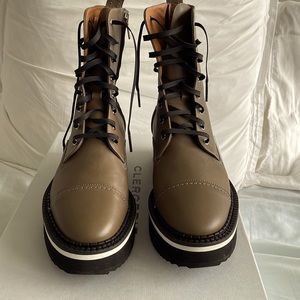 Clergerie Paris, women taupe British style ankle boot with platform.